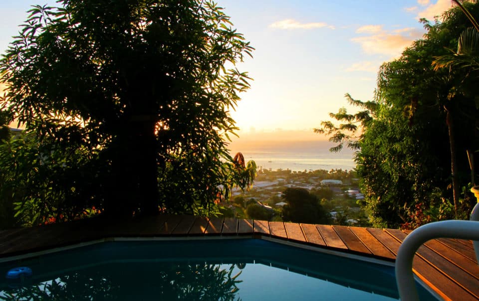 Sunset seen from the swimming pool