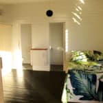 anuhe bungalow bedroom with queen size bed and storage