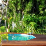 bounty lodge pool of bungalows and terrace with ocean view