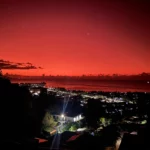 Bounty Lodge sunset with red sky view from hotel